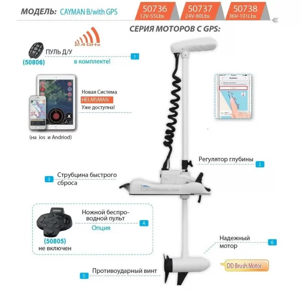 Човновий електромотор GPS Haswing Cayman B 55 W - Зображення 2